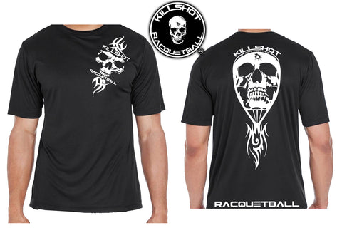Killshot Racquetball |Tribal FrontSkull Racquet Performance T- Short Sleeve
