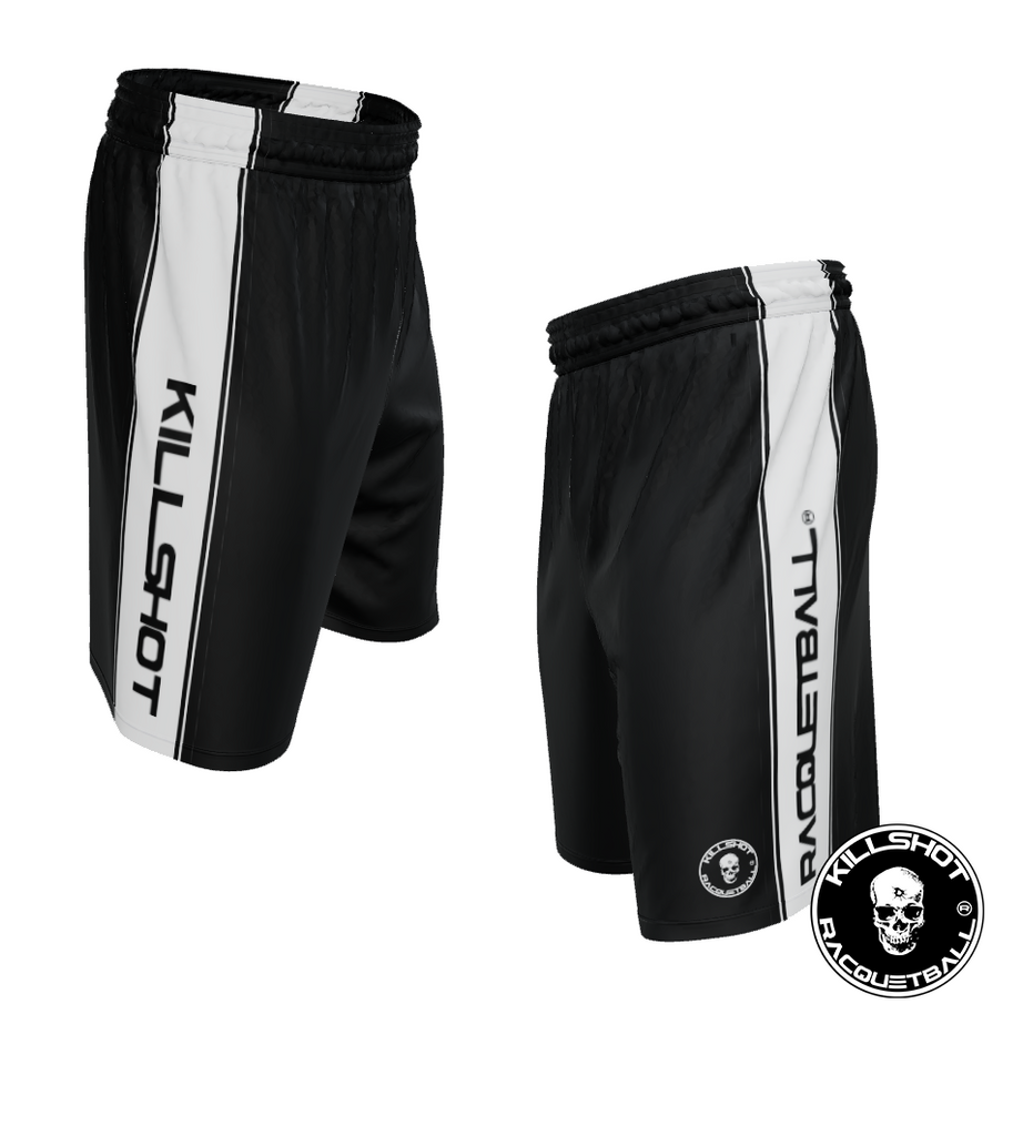 Killshot Racquetball | 9" Shorts | Black and White