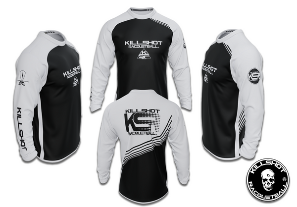 Killshot Racquetball |Team Jersey - Long Sleeve | White and Black