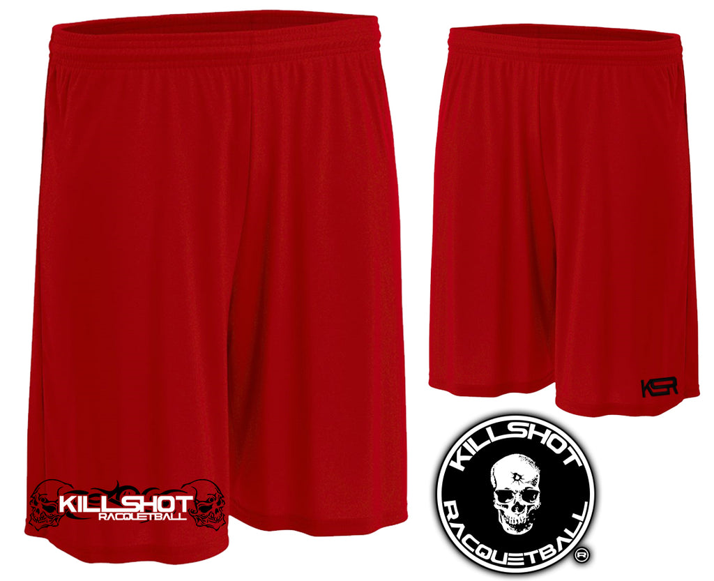 Killshot Racquetball | Skull Tribal Shorts | Red |Cooling Performance Shorts Red 9" inseam